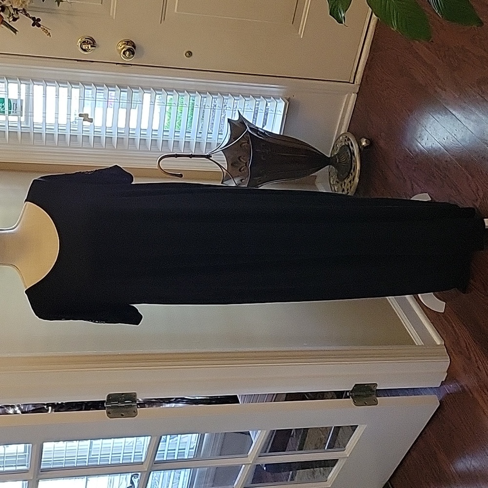 Jesse & J Black Perfect Tee Dress Maxi short sleeve lace trim round neck 2X NEW…